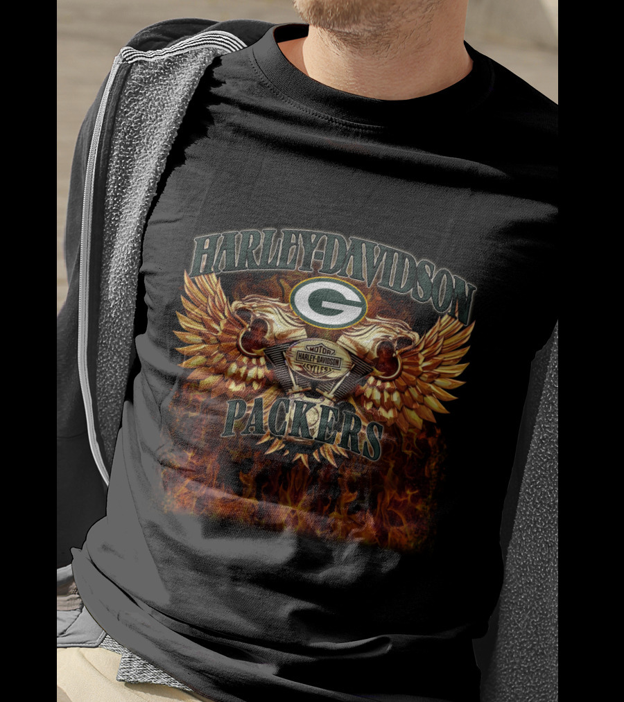 Harley Davidson Green Bay Packers Motor Styles T-Shirt