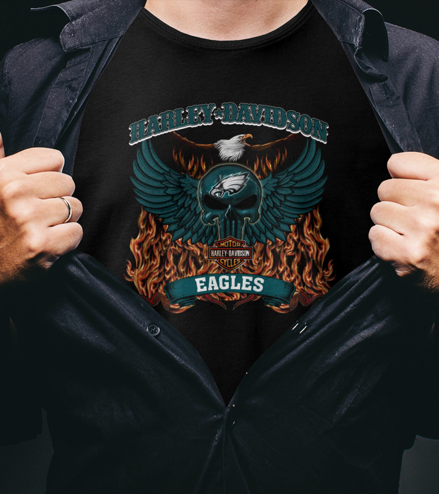 Harley Davidson Motorcycles Philadelphia Eagles Nfl T-Shirt