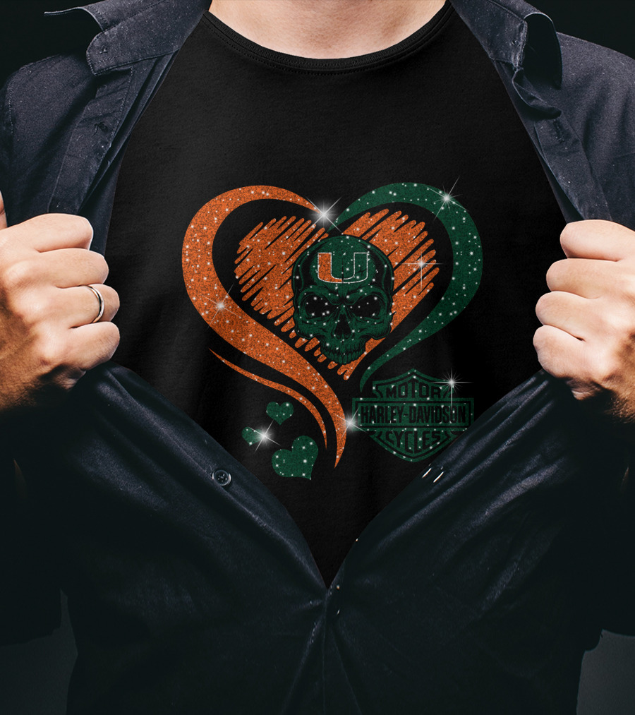 Ncaa Miami Hurricanes Heart Skull T-Shirt