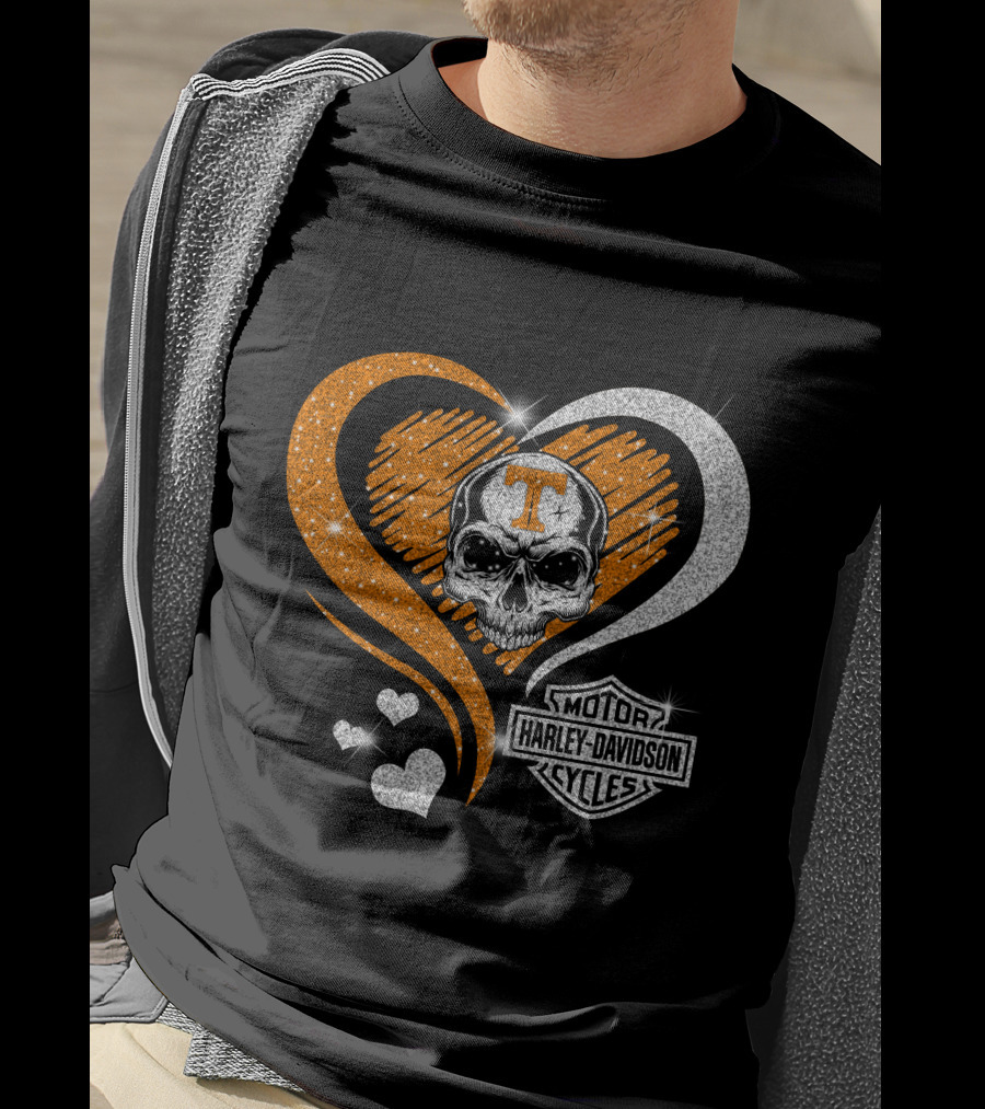 Tennessee Volunteers Skull Heart Harley Davidson T-Shirt