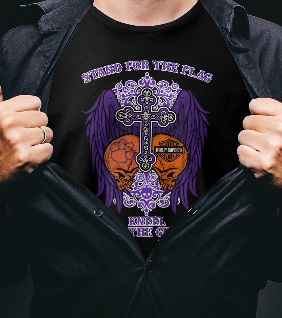 Stand For The Flag Kneel For The Cross Clemson Tigers Harley Davidson T-Shirt