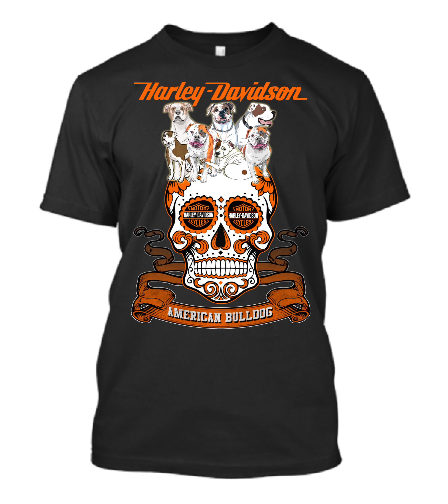 Harley Davidson American Bulldog Moto Skull T-Shirt