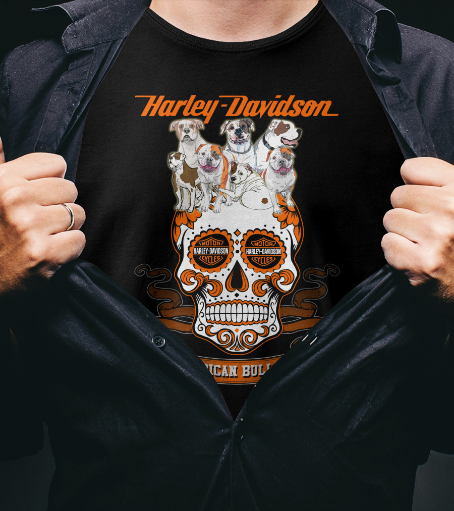 Harley Davidson American Bulldog Moto Skull T-Shirt
