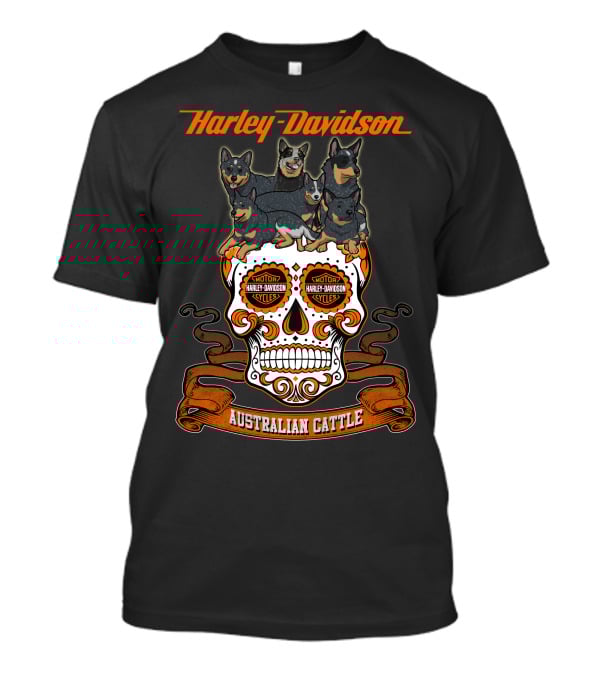 Harley Davidson Australian Cattle Dog Skull T-Shirt