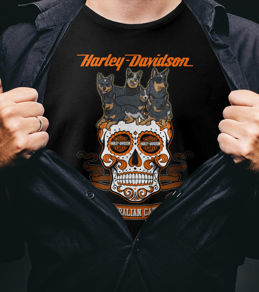Harley Davidson Australian Cattle Dog Skull T-Shirt
