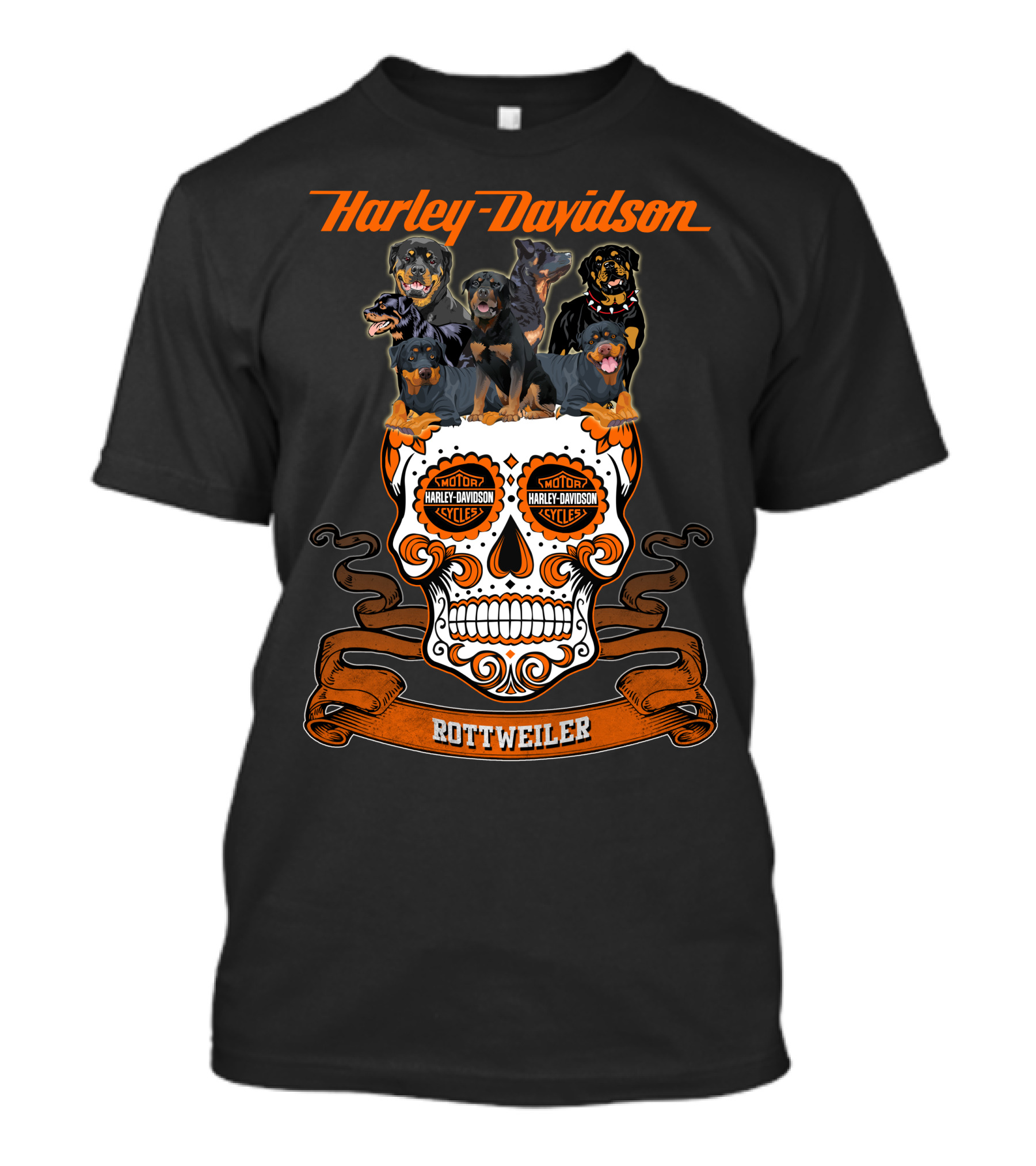 Harley Davidson Motorcycles Rottweiler Skull T-Shirt