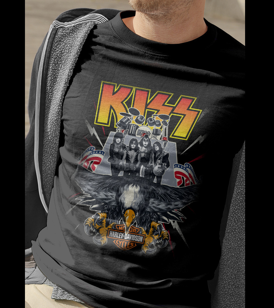 Kiss Harley Davidson Motorcycles American Eagle Band T-Shirt