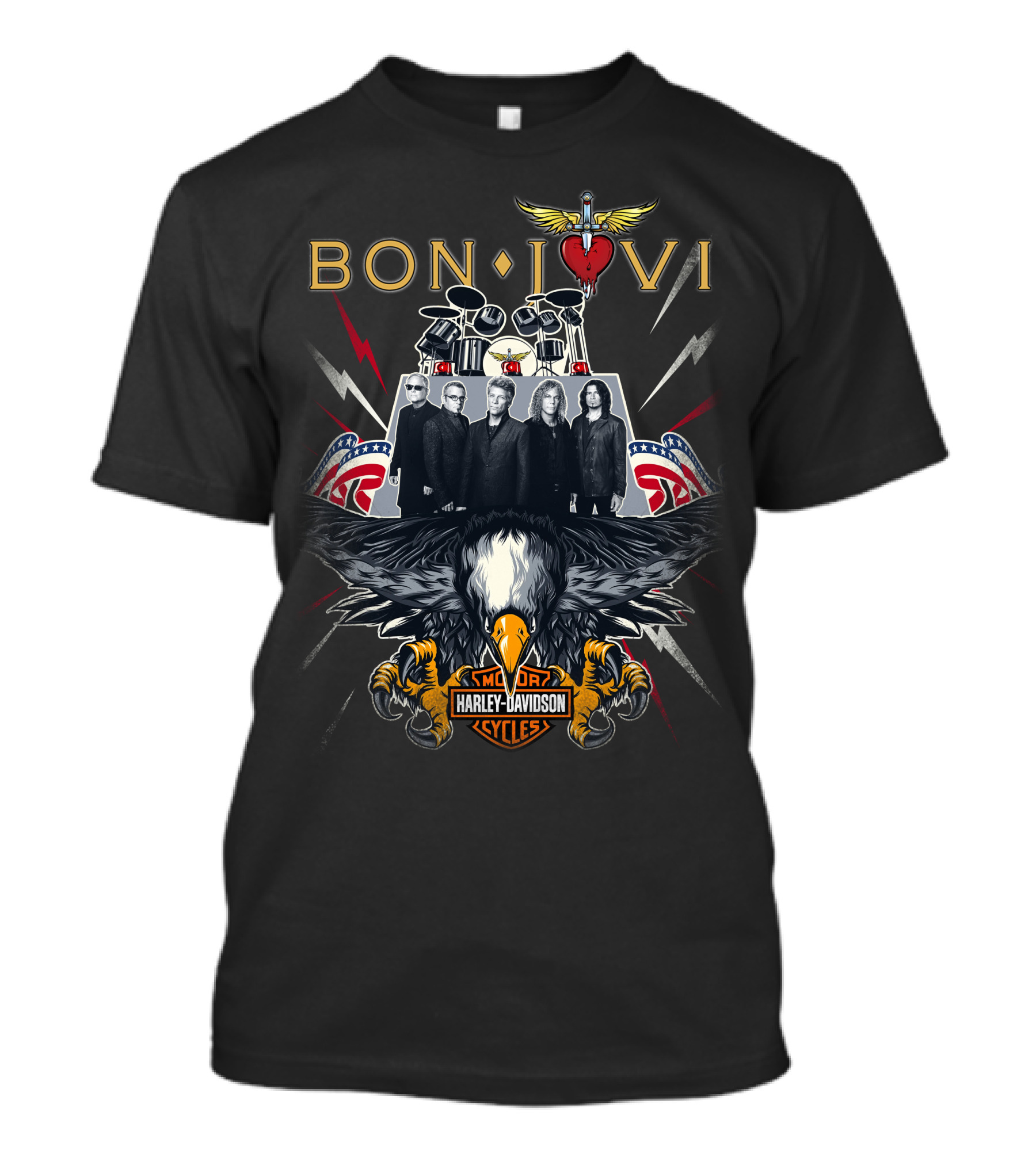 Bon Jovi Harley Davidson Motorcycles Eagle Band T-Shirt