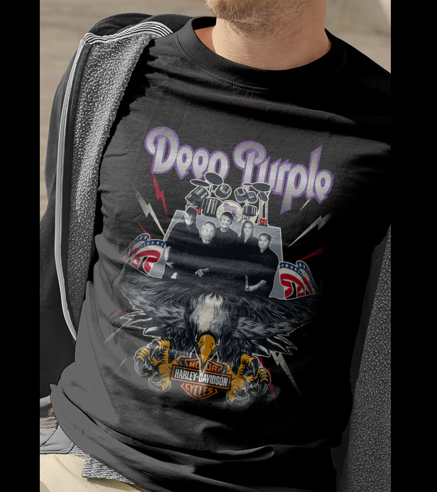 Deep Purple Harley Davidson Motorcycles Eagle Band Members T-Shirt
