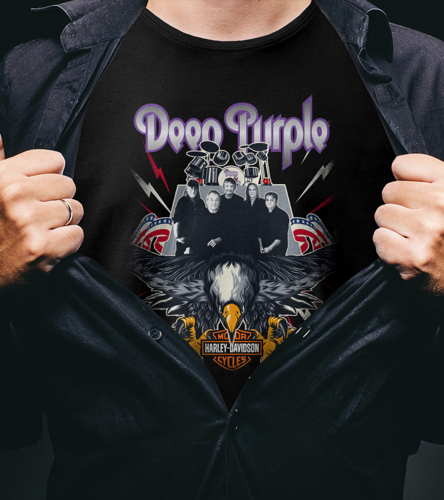 Deep Purple Harley Davidson Motorcycles Eagle Band Members T-Shirt
