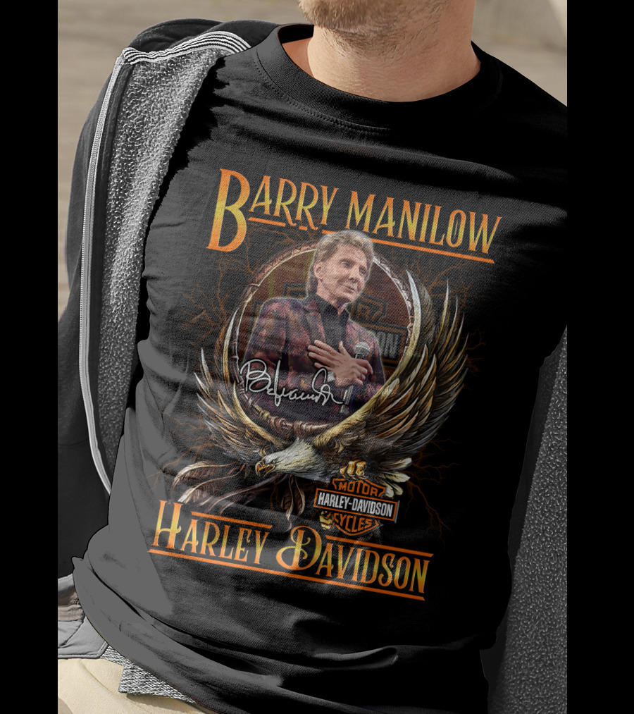 Barry Manilow Harley Davidson Motor Cycles Eagle T-Shirt