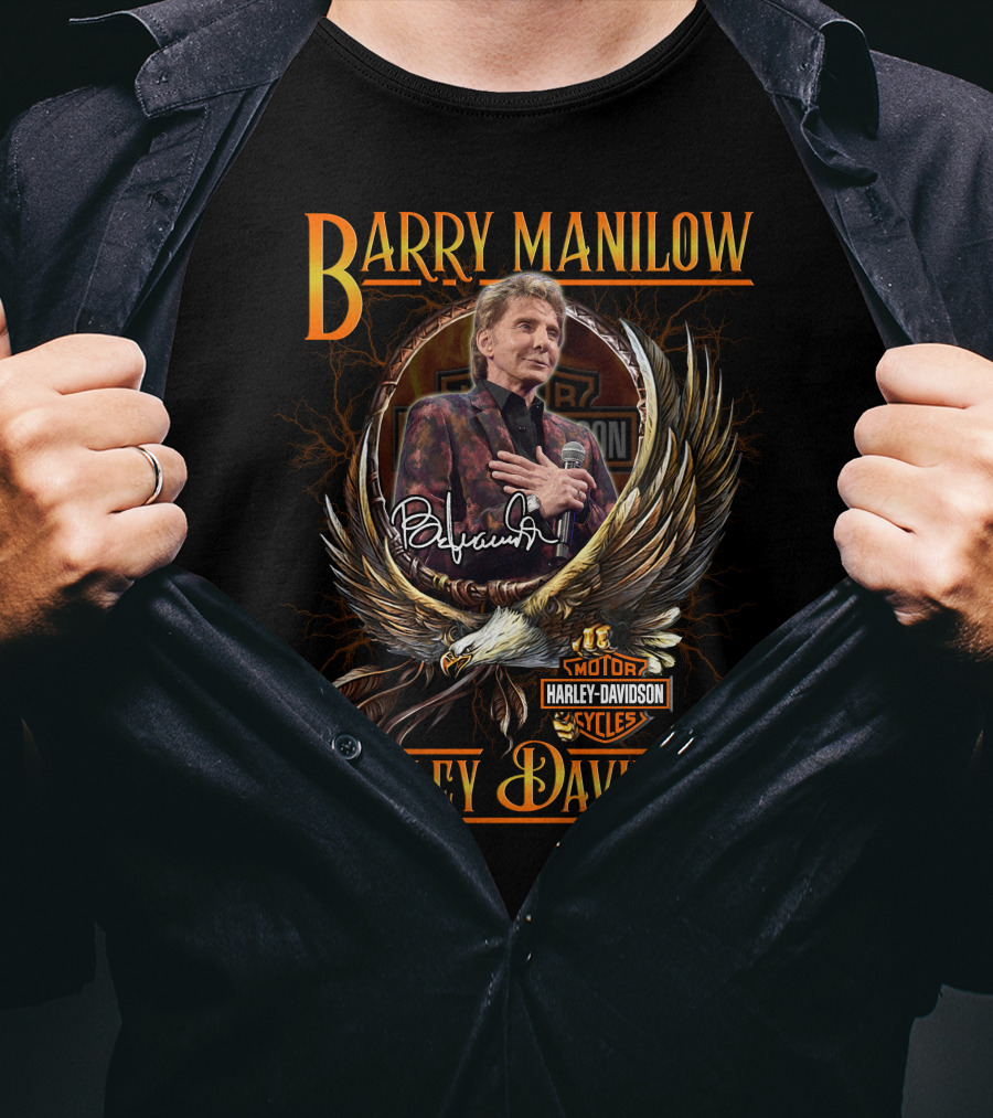 Barry Manilow Harley Davidson Motor Cycles Eagle T-Shirt