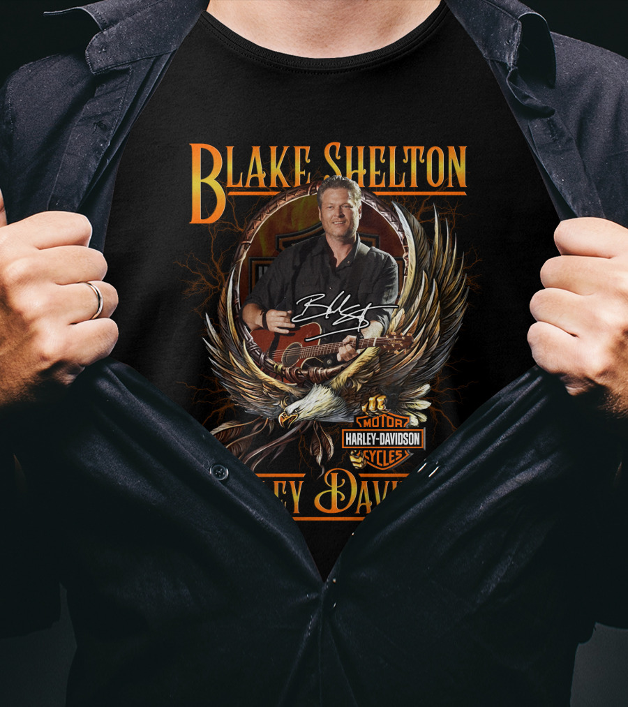 Blake Shelton Harley Davidson Motor Cycles T-Shirt