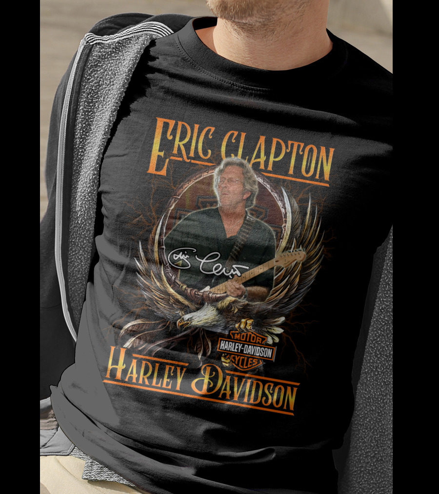 Eric Clapton Harley Davidson Motor Cycles Signature Eagle T-Shirt