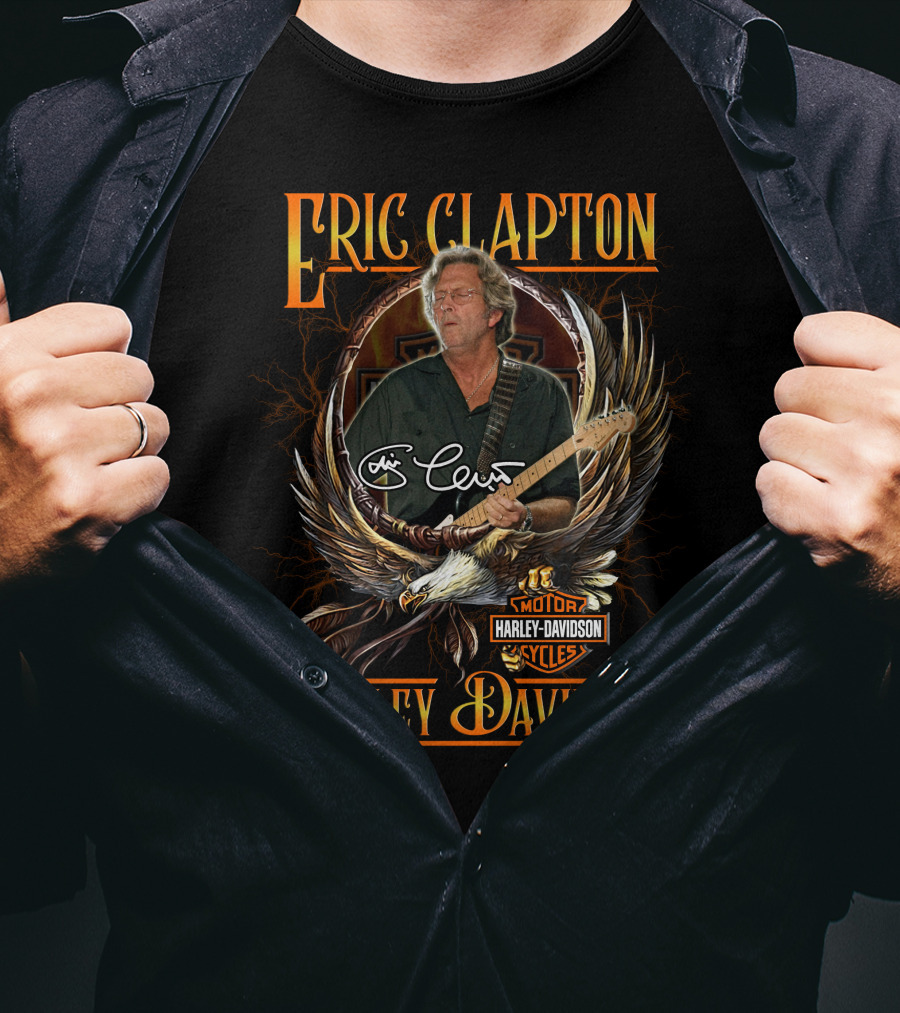Eric Clapton Harley Davidson Motor Cycles Signature Eagle T-Shirt