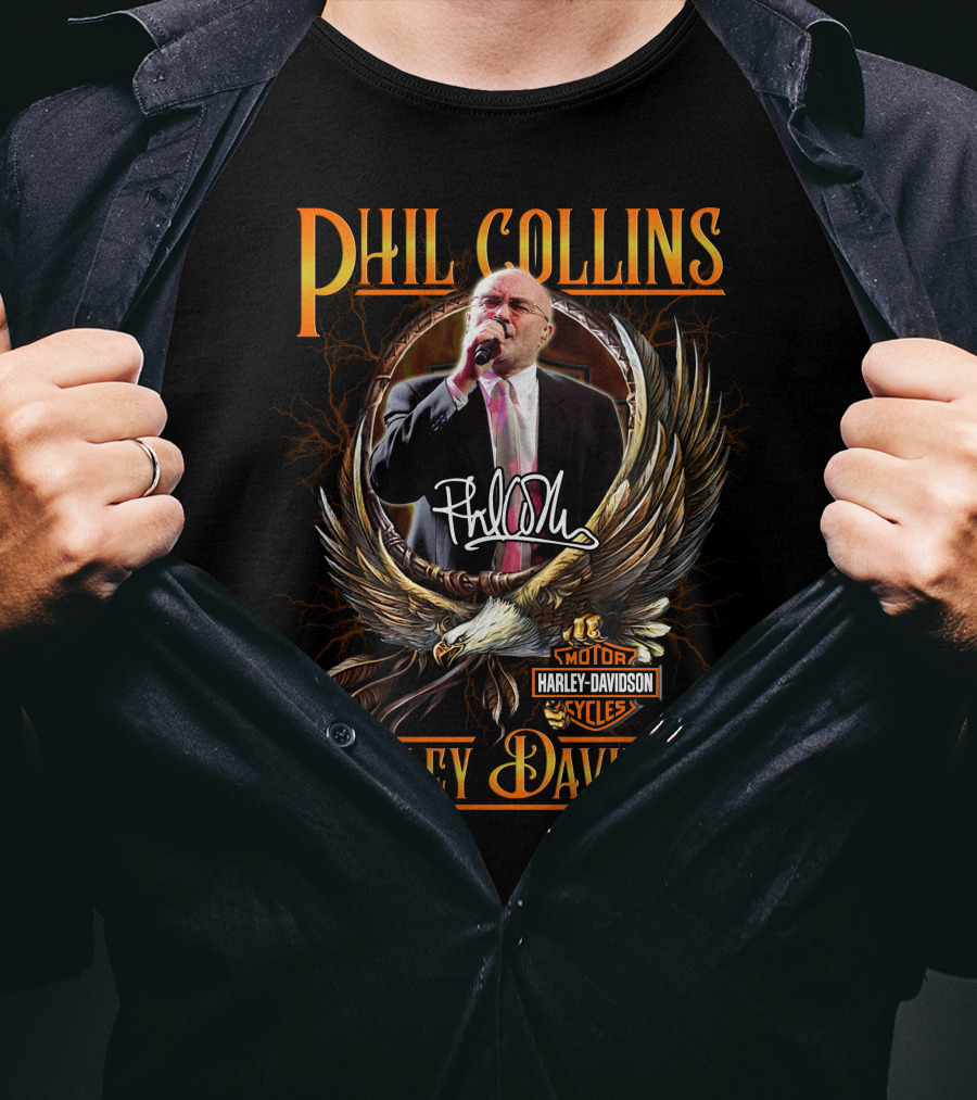Phil Collins Harley Davidson Motor Cycles Eagle T-Shirt