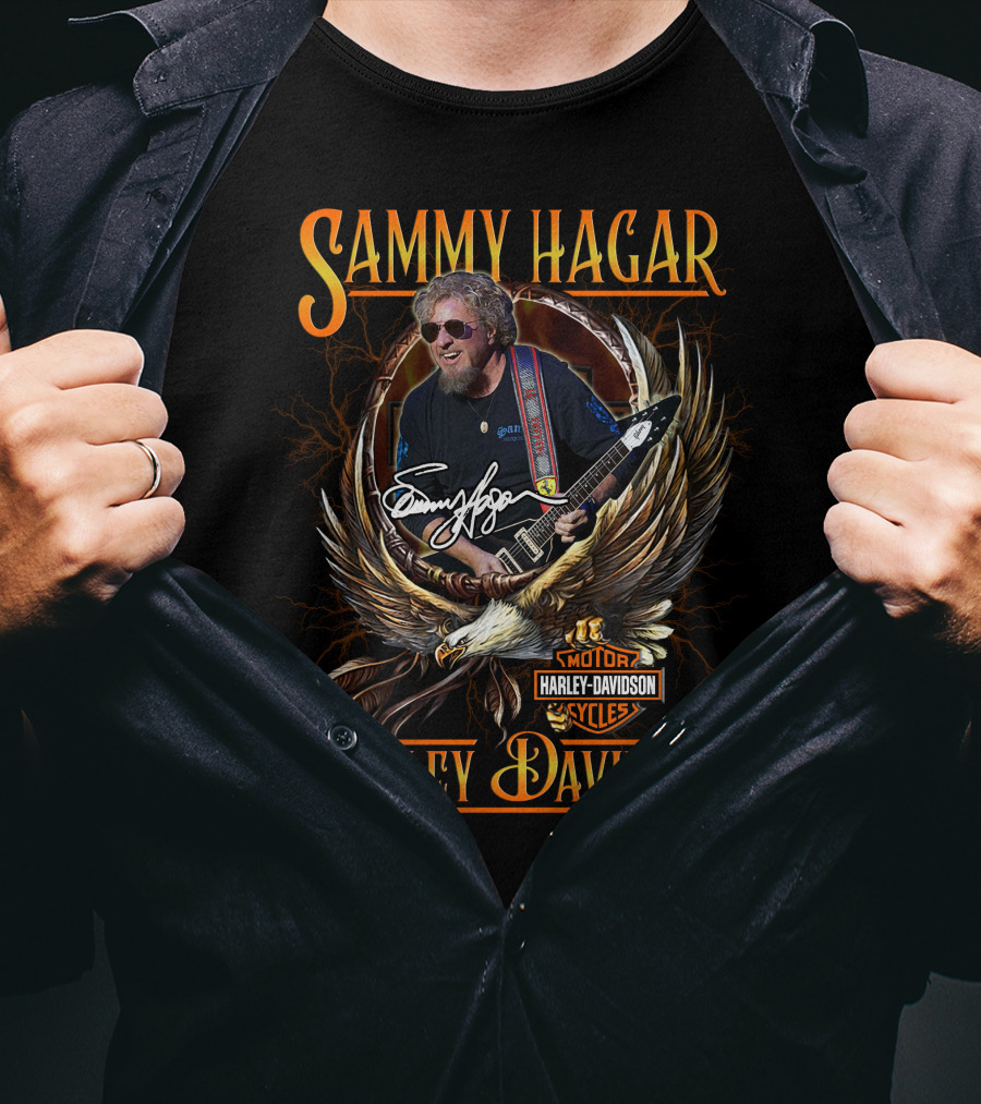 Sammy Hagar Harley Davidson Motor Cycles Eagle Guitar T-Shirt