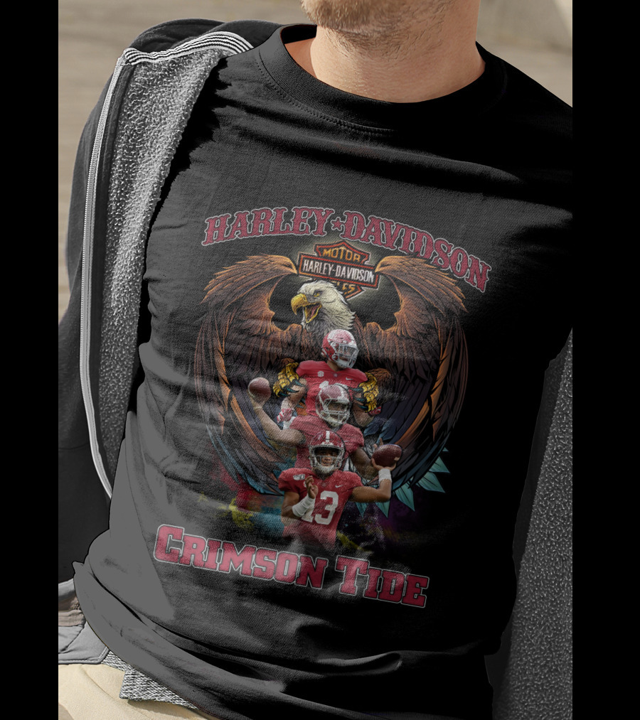 Harley Davidson Motor Eagle Alabama Crimson Tide T-Shirt