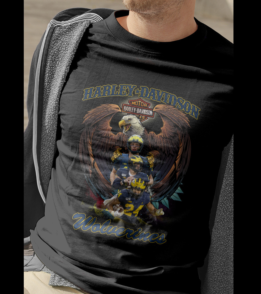 Harley Davidson Michigan Wolverines Football Team With Eagle T-Shirt