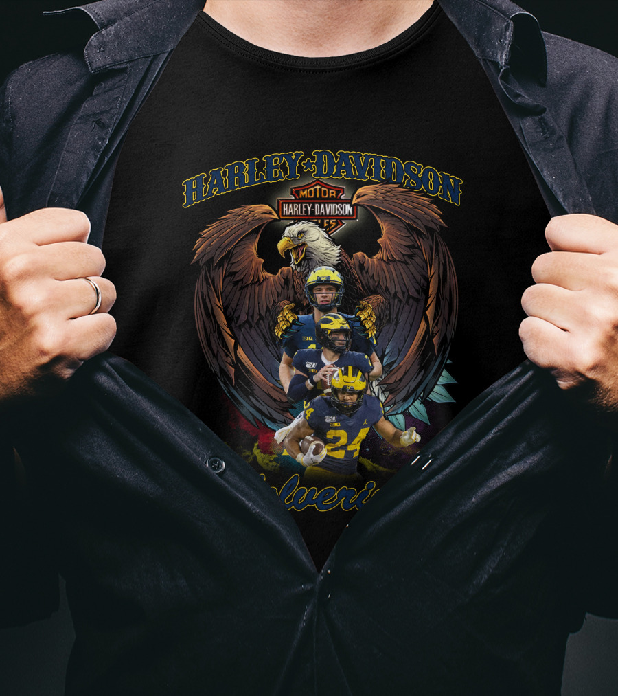 Harley Davidson Michigan Wolverines Football Team With Eagle T-Shirt