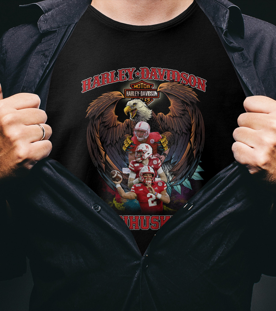 Harley Davidson Nebraska Cornhuskers Football Eagle T-Shirt