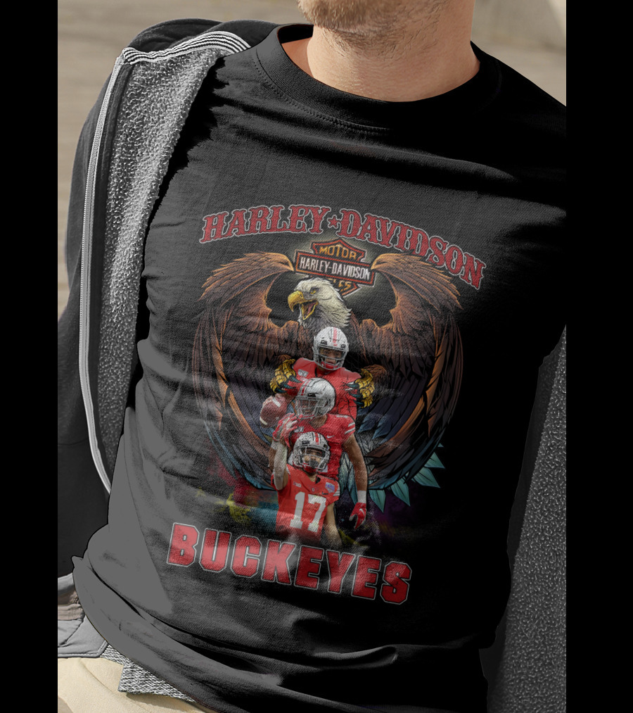 Harley Davidson Motor Ohio State Buckeyes Football Eagle T-Shirt