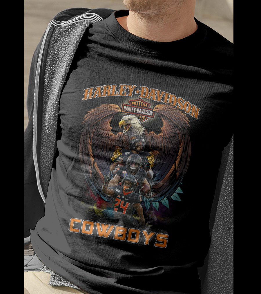 Harley Davidson Motor Eagle Oklahoma State Cowboys T-Shirt