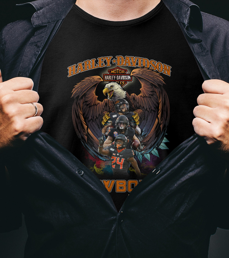 Harley Davidson Motor Eagle Oklahoma State Cowboys T-Shirt