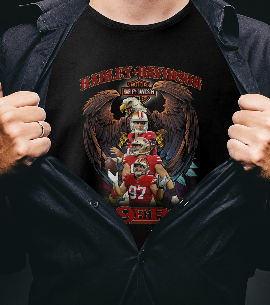 Harley Davidson 49ers San Francisco Football Players And Eagle T-Shirt