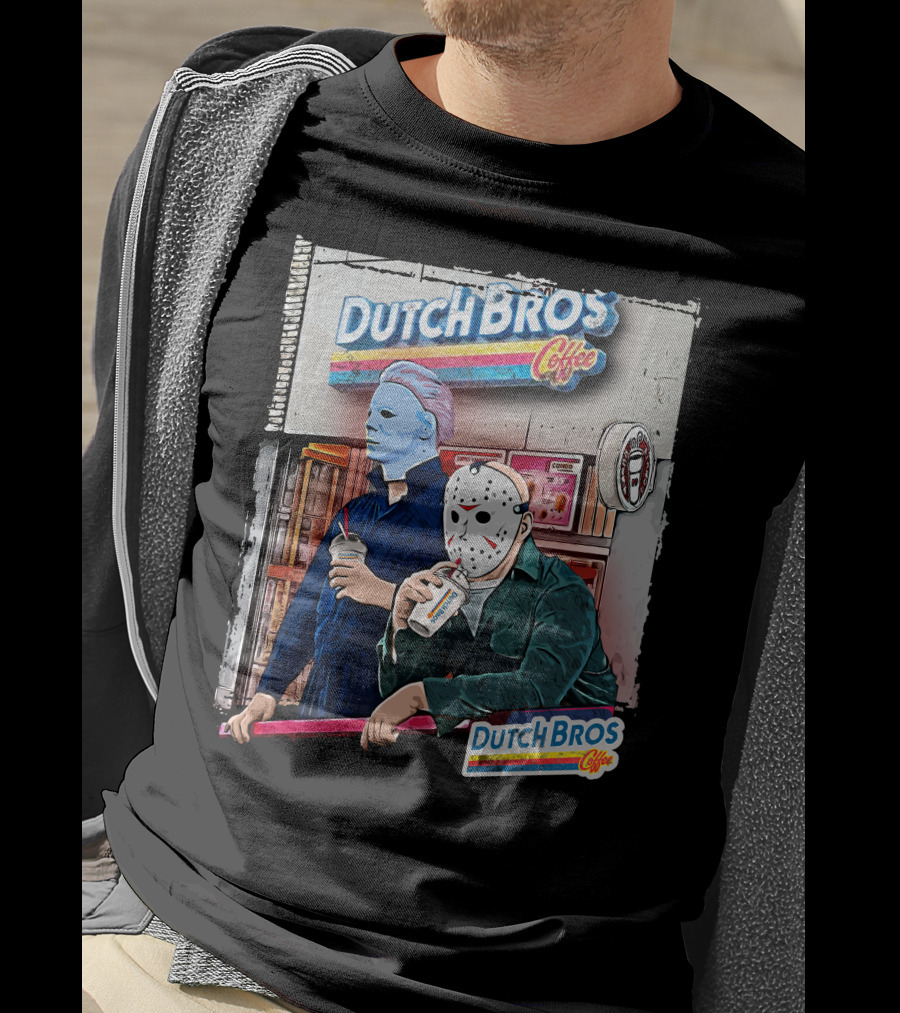 Dutch Bros Coffee Horror Characters Retro 80s T-Shirt