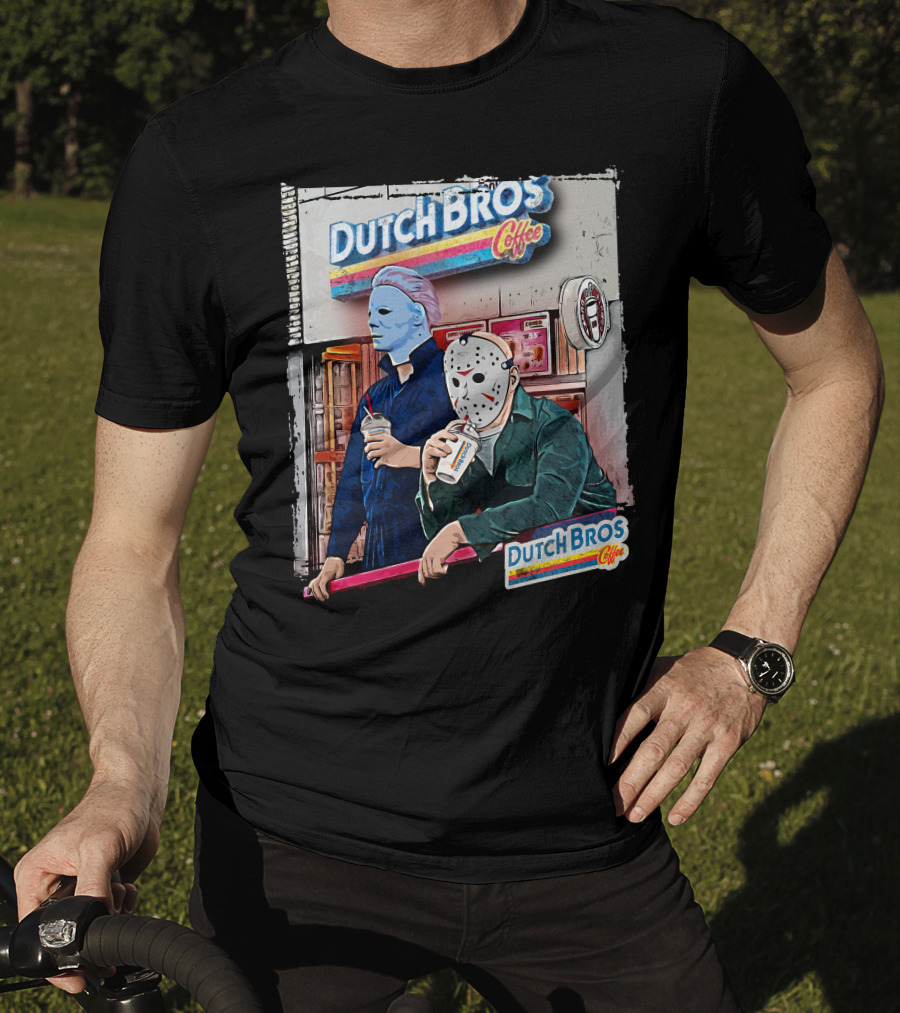 Dutch Bros Coffee Horror Characters Retro 80s T-Shirt
