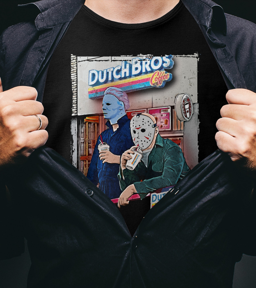 Dutch Bros Coffee Horror Characters Retro 80s T-Shirt