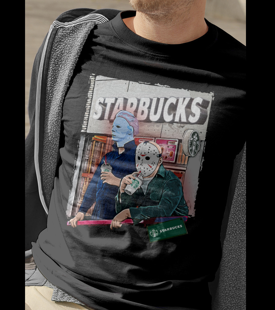Starbucks Michael Myers Jason Voorhees Coffee Break T-Shirt