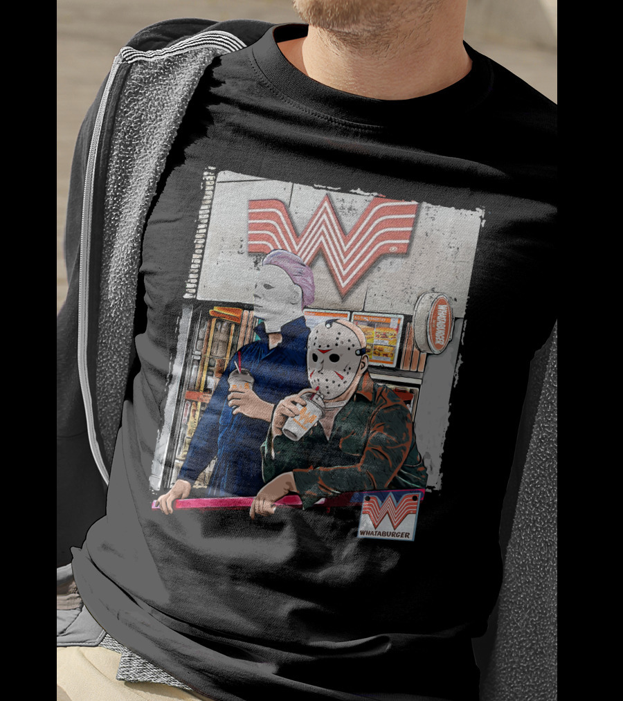 WAB HLW Whataburger Horror Icons With Michael And Hockey Mask T-Shirt
