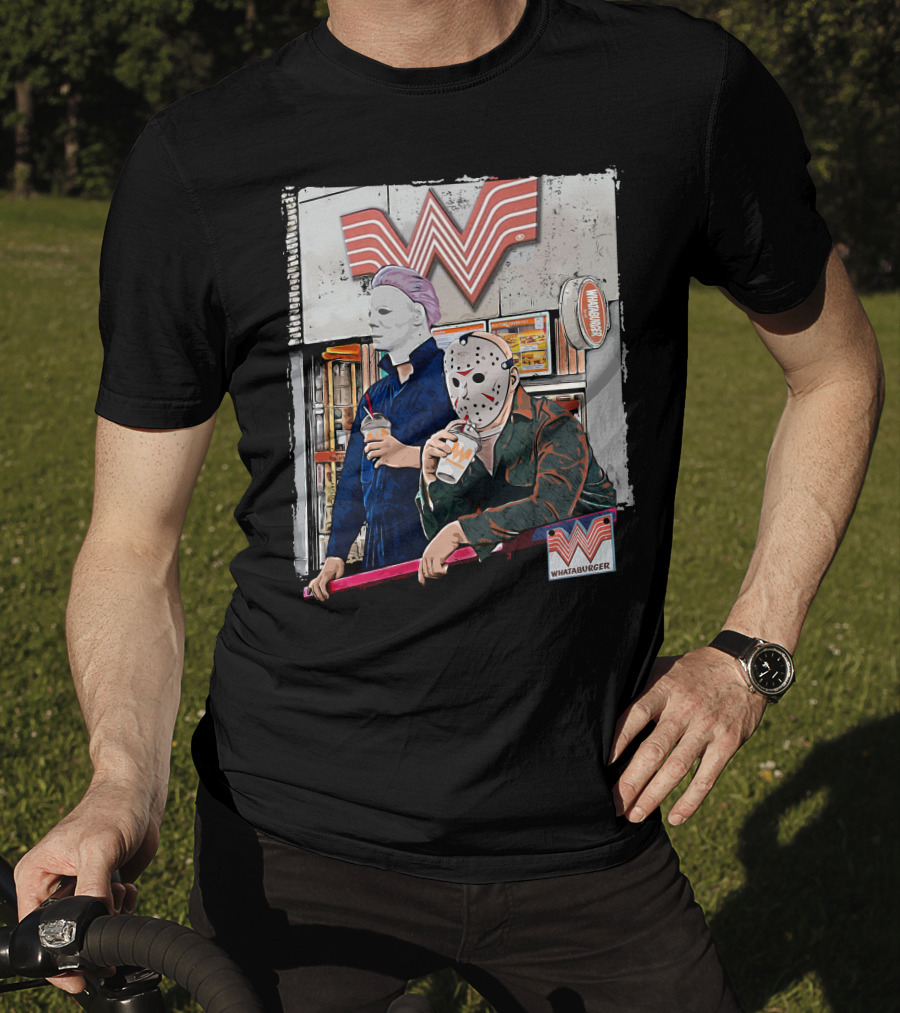 WAB HLW Whataburger Horror Icons With Michael And Hockey Mask T-Shirt
