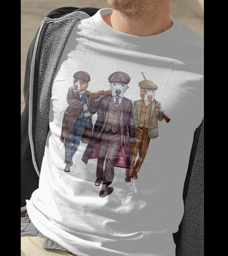Peaky Blinders Dogs Illustrated In Vintage Suits And Hats T-Shirt