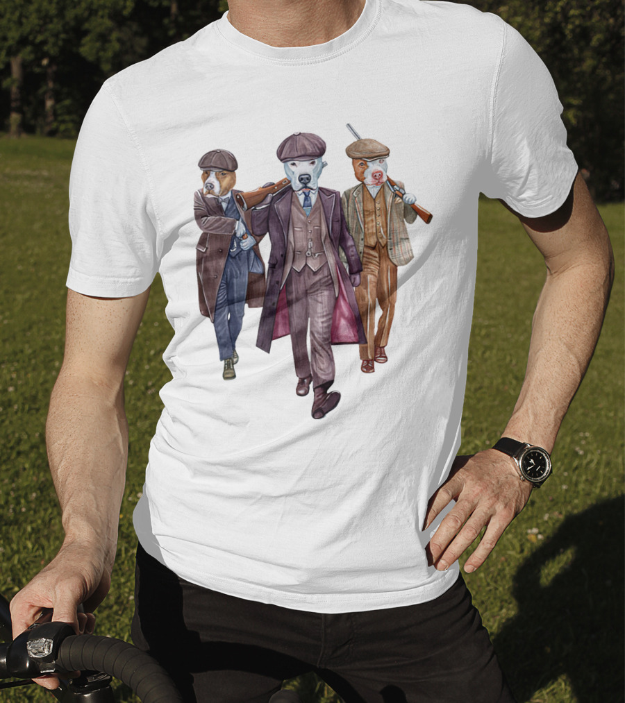 Peaky Blinders Dogs Illustrated In Vintage Suits And Hats T-Shirt