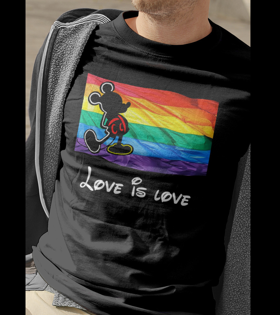 Mickey Love Is Love Rainbow Flag T-Shirt