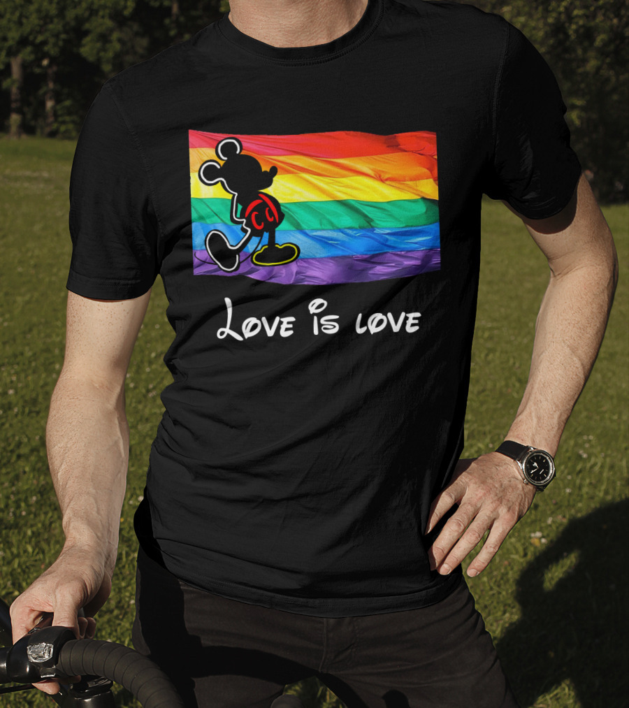 Mickey Love Is Love Rainbow Flag T-Shirt