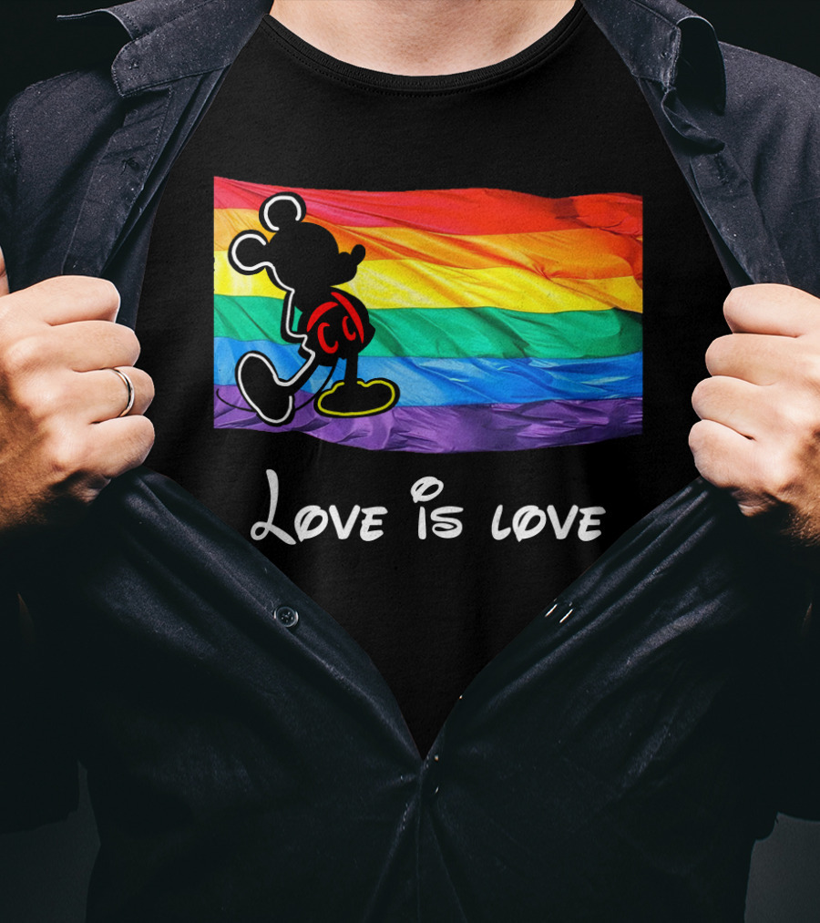 Mickey Love Is Love Rainbow Flag T-Shirt