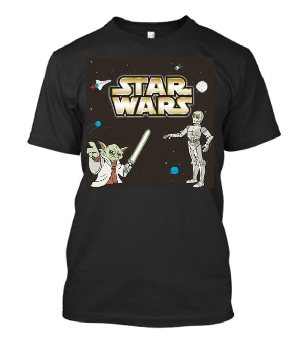 Star Wars Yoda And C-3PO Space Adventure Scene T-Shirt