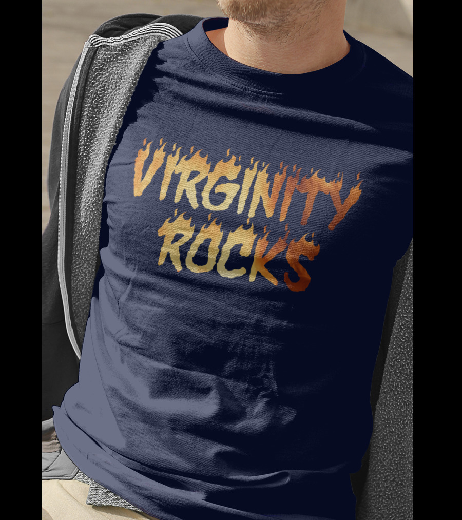 Virginity Rocks Danny Virginity Duncan Fire Text T-Shirt