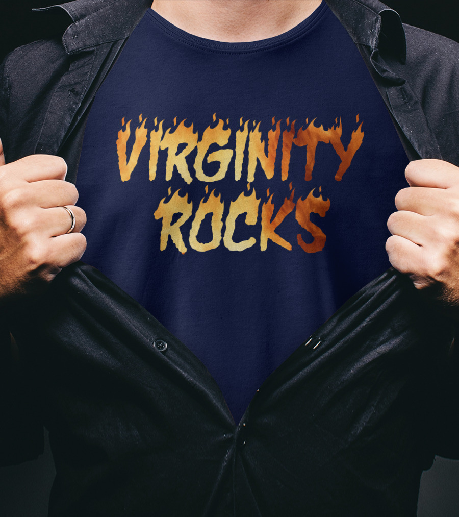 Virginity Rocks Danny Virginity Duncan Fire Text T-Shirt