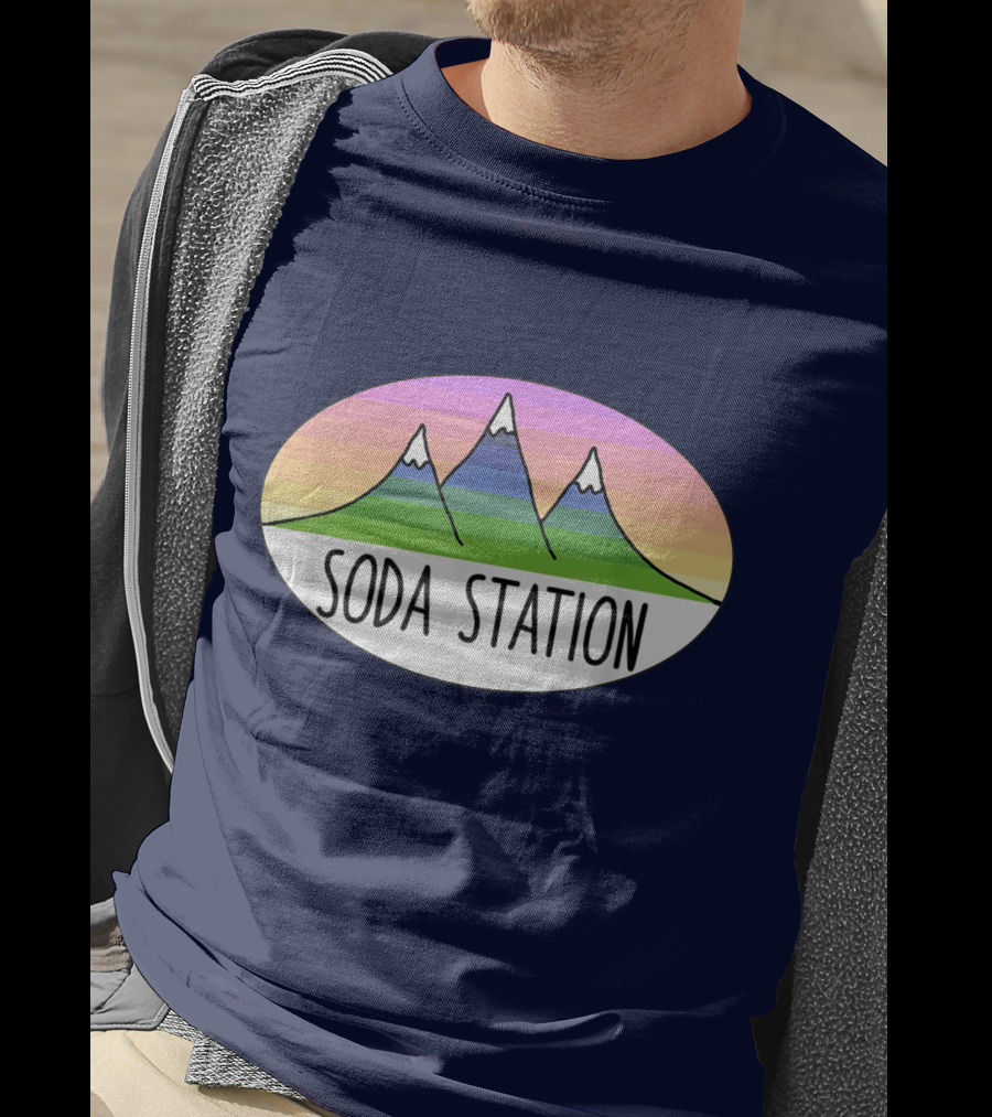 Retro Mountain Stripe Soda Station T-Shirt