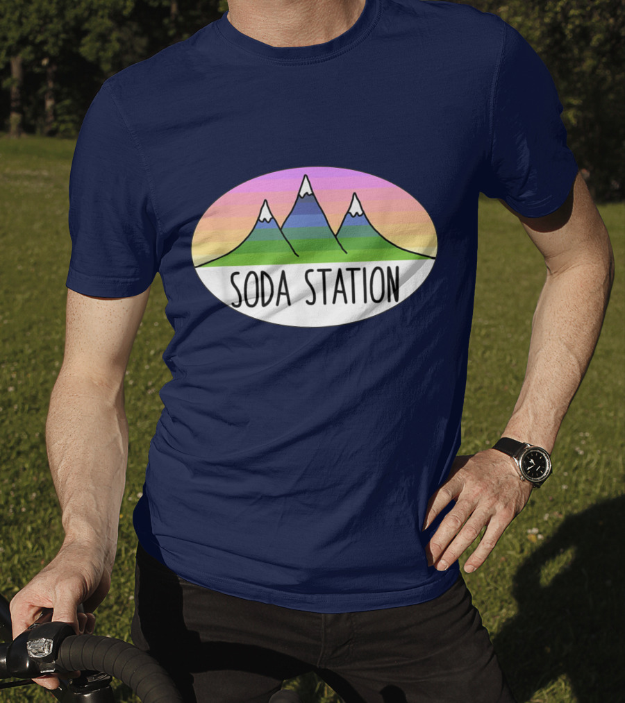 Retro Mountain Stripe Soda Station T-Shirt