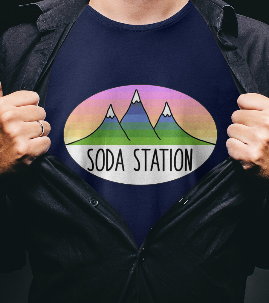 Retro Mountain Stripe Soda Station T-Shirt