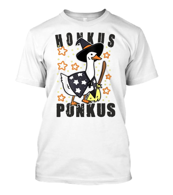 Honkus Ponkus Duck In Witch Costume With Stars And Broom T-Shirt