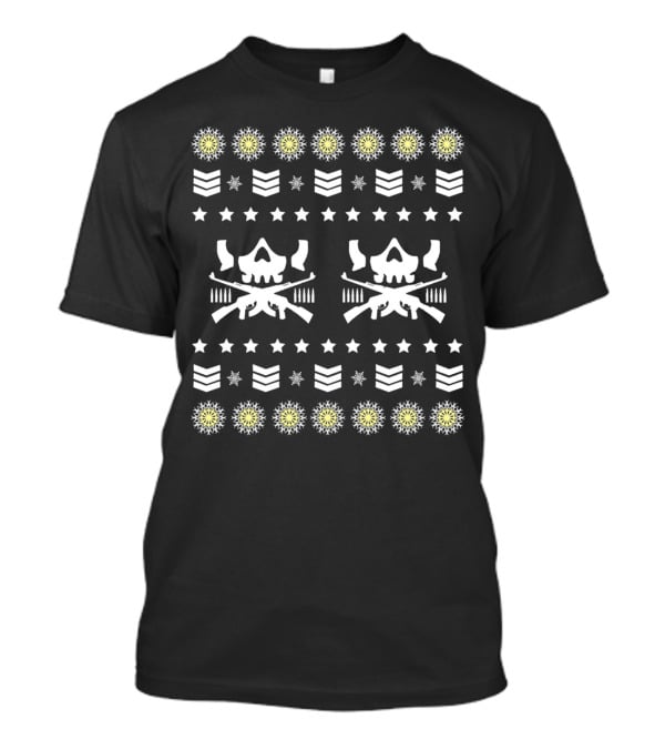 Christmas Ugly Bullet Club Skull And Crossed Rifles T-Shirt