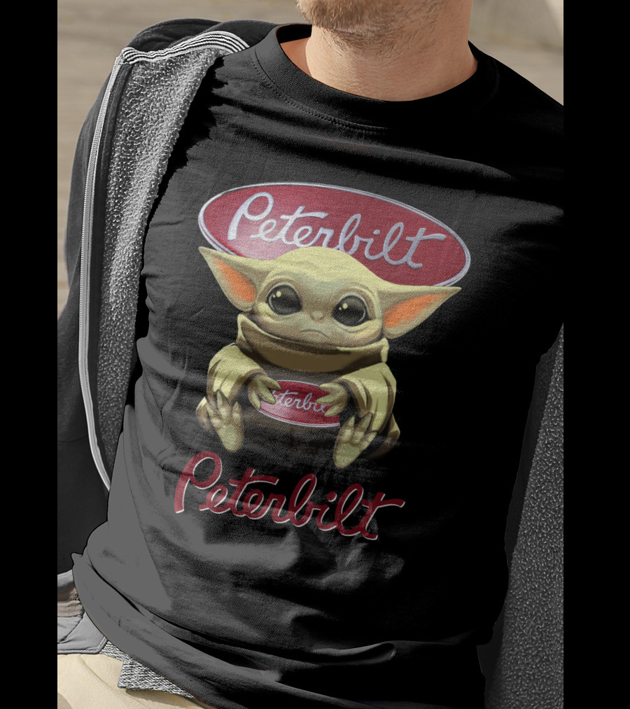 Peterbilt Yoda Holding Peterbilt Logo Star Wars Crossover T-Shirt