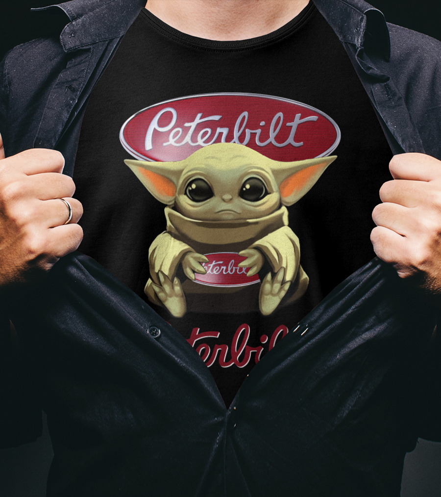 Peterbilt Yoda Holding Peterbilt Logo Star Wars Crossover T-Shirt
